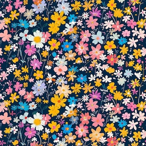 Papier de découpage - motif répété - papier décoratif floral - 6 options de taille - fleurs colorées