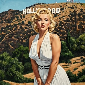 Large Decoupage Paper - 7 Size Options - Marilyn Series - Rice Paper for Furniture - White Dress - Hollywood