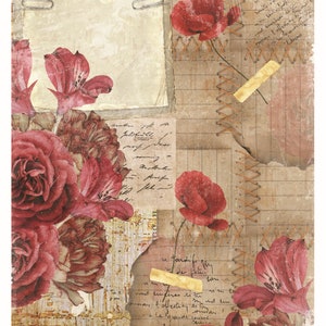 Hojas de libros antiguos - Decoupage floral vintage - Arte con decoupage - Papel de arroz grande para decoupage - Manualidades con decoupage - Transferencias para decoupage