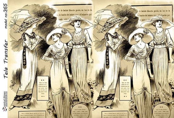Ladies With Vintage Dress 20s - Decorative Decoupage Paper - for Furniture  - Large Size Options [ Beige White ] - Etsy