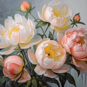 Peonies - Large Decoupage Paper - Rice Paper Decoupage for Furniture - Dark Background - Floral Decoupage