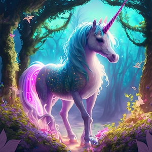 Unicornio - Papel de decoupage grande para muebles - Papel de arroz - Papel de decoupage - Caballo ciberpunk