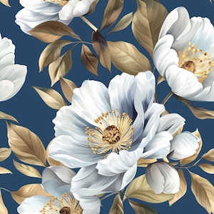 Papier de découpage - motif répété - papier décoratif floral - 6 options de taille - fond bleu
