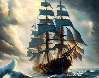Barcos de vela - Papel para decoupage de muebles - Papel de arroz grande - Papel de arroz para decoupage - Olas del océano