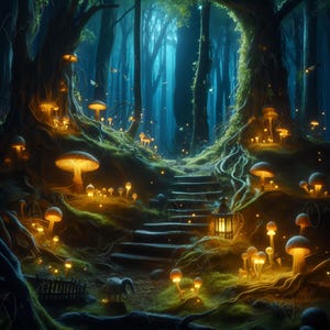 Foresta misteriosa - Carta per decoupage scura - Carta di riso per decoupage - Alberi magici