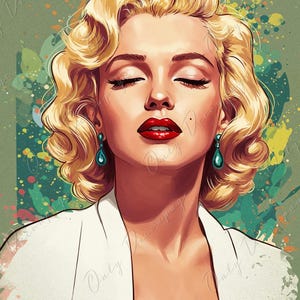 Large Decoupage Paper for Furniture - Marilyn Series - 7 Size Options - Blondie - Green Background