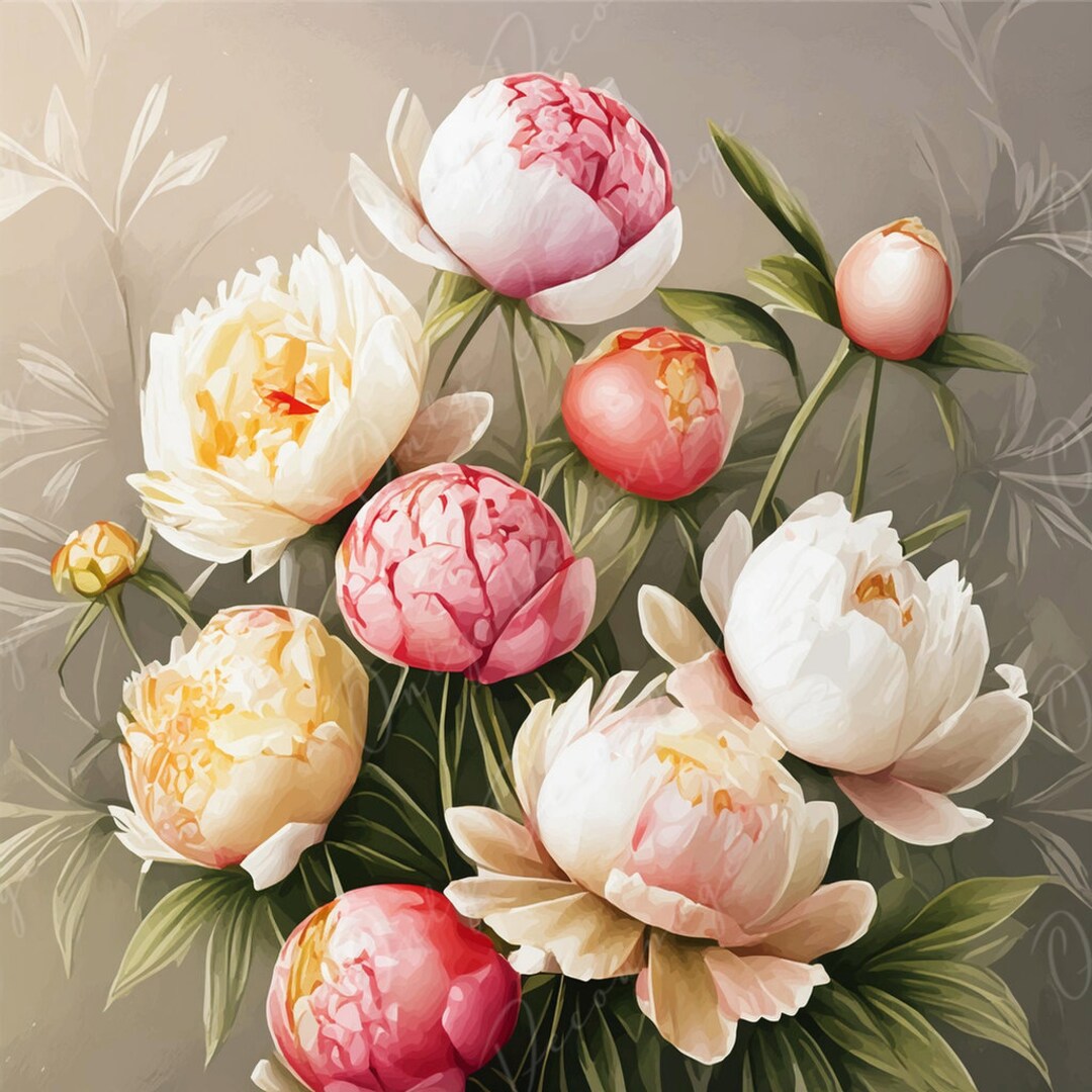 Peony Rice Paper Peonies - Large Decoupage Paper - Rice Paper Decoupage for Furniture ...
