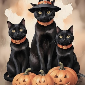 Large Decoupage Paper for Furniture - 6 Size Options - Halloween Collection - Witch Cats