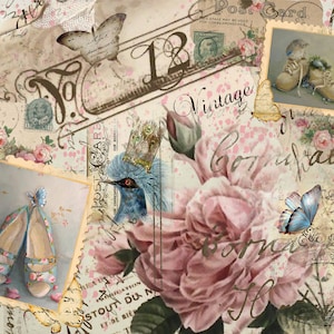 Papel Decoupage Grande - Arte Decoupage - Papel De Arroz Para Decoupage - Decoupage Para Muebles - Decoupage Vintage - Zapatos Flores