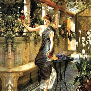 Belle donne - Giardino - Fiori - Carta decorativa per decoupage - Tessuto di gelso - Opzioni di grandi dimensioni