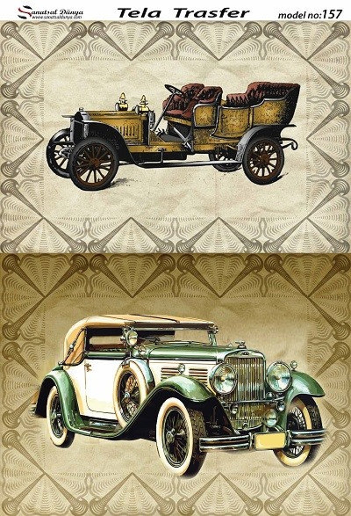 Vintage Car Pattern Decorative Decoupage Paper 3 PCS Etsy