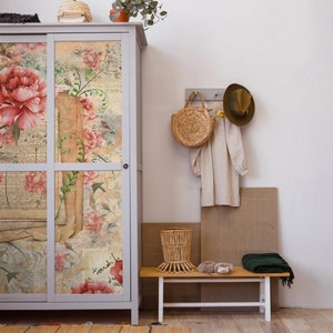 Papel de arroz grande para decoupage - Rosas vermelhas - Decoupage floral - Arte de decoupage