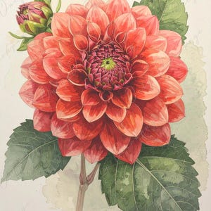 Dalia Roja - Papel de decoupage para muebles - 7 tamaños - Arte Botánico