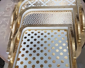 NEW! Gold Metal Leaf Decoupage Paper - A3 Size - Rice Paper with Gold Foil - Checkered - Dot Pattern
