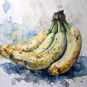 Art botanique - 7 formats au choix - Grand papier de découpage pour meubles - Décoration florale - Fruits tropicaux - Bananes