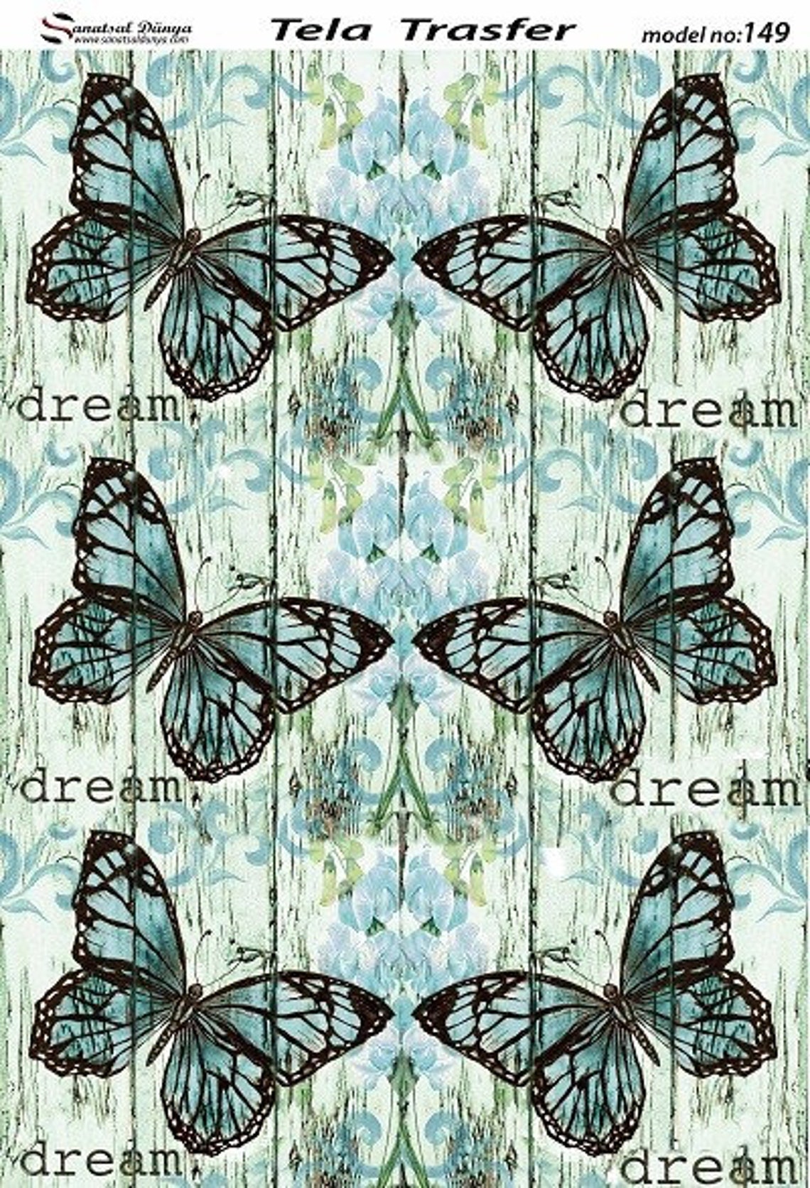 Butterfly Pattern Decorative Decoupage Paper 3 PCS Blue Etsy