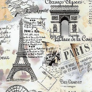 Parigi Francia Torre Eiffel - Carta decorativa per decoupage - per mobili - Opzioni di grandi dimensioni [Nero Bianco Beige]