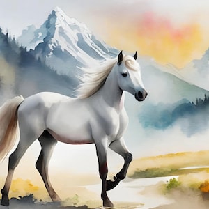Caballo Blanco - Papel de Decoupage Grande para Muebles - Papel de Arroz - Papel de Decoupage - Galloper