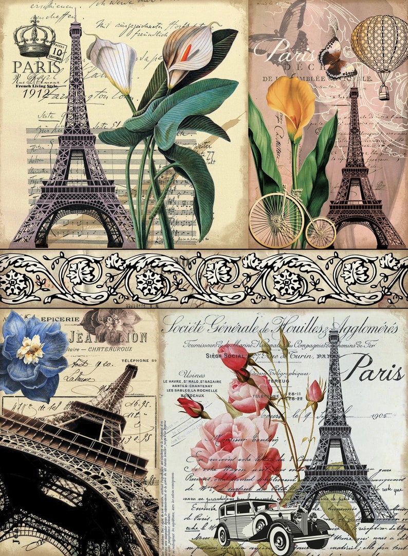 Paris Floral Decoupage Paper - Large Rice Paper for Decoupage ...
