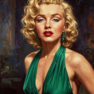 Large Decoupage Paper - 7 Size Options - Marilyn Series - Rice Paper for Furniture - Green Dress