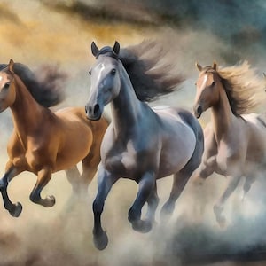 Cavalos - Papel Decoupage Grande para Móveis - Papel de Arroz - Papel Decoupage - Galloper- Cavalo Branco