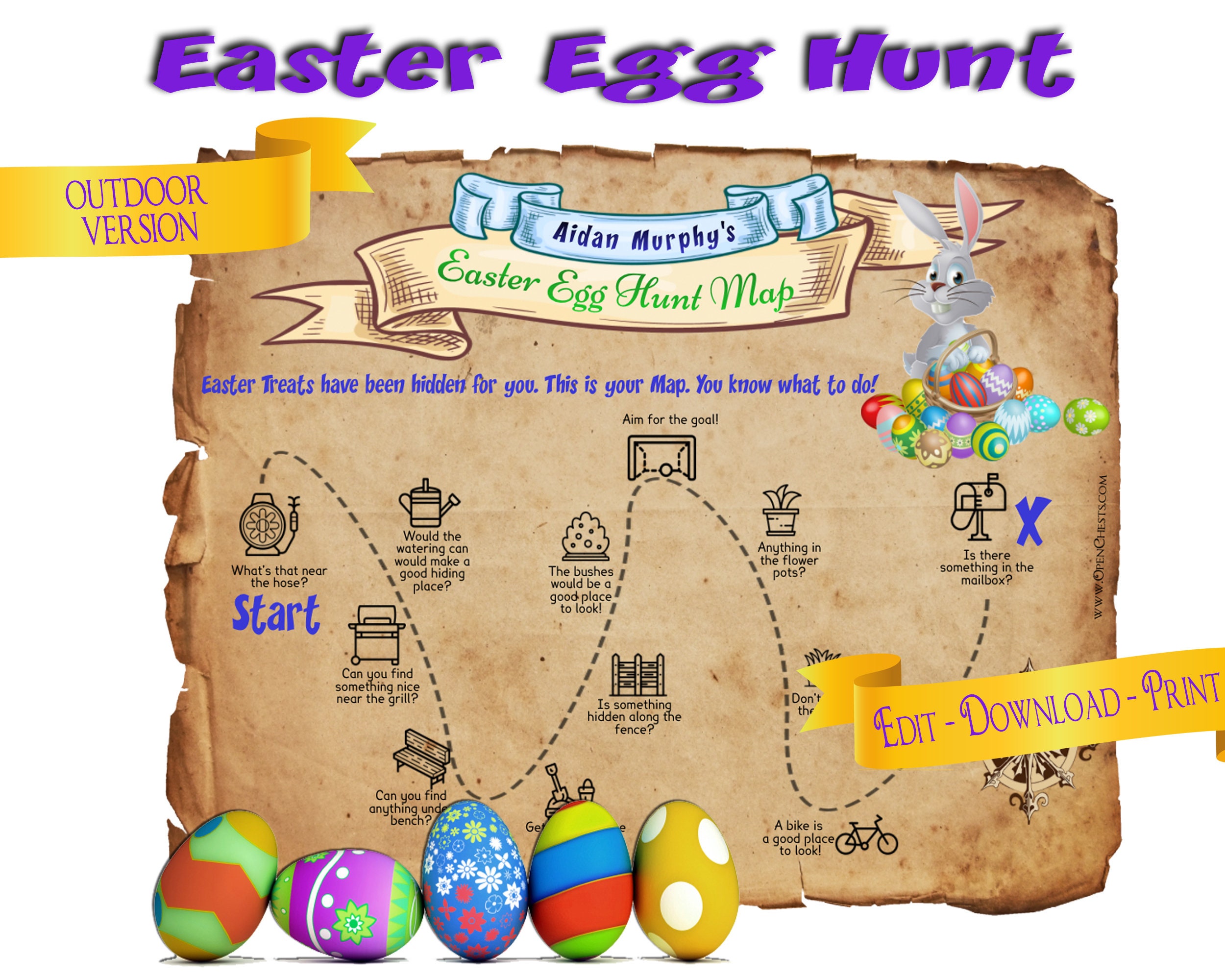 Easter Activity for Kids Egg Hunt Map Printable Outdoor Etsy