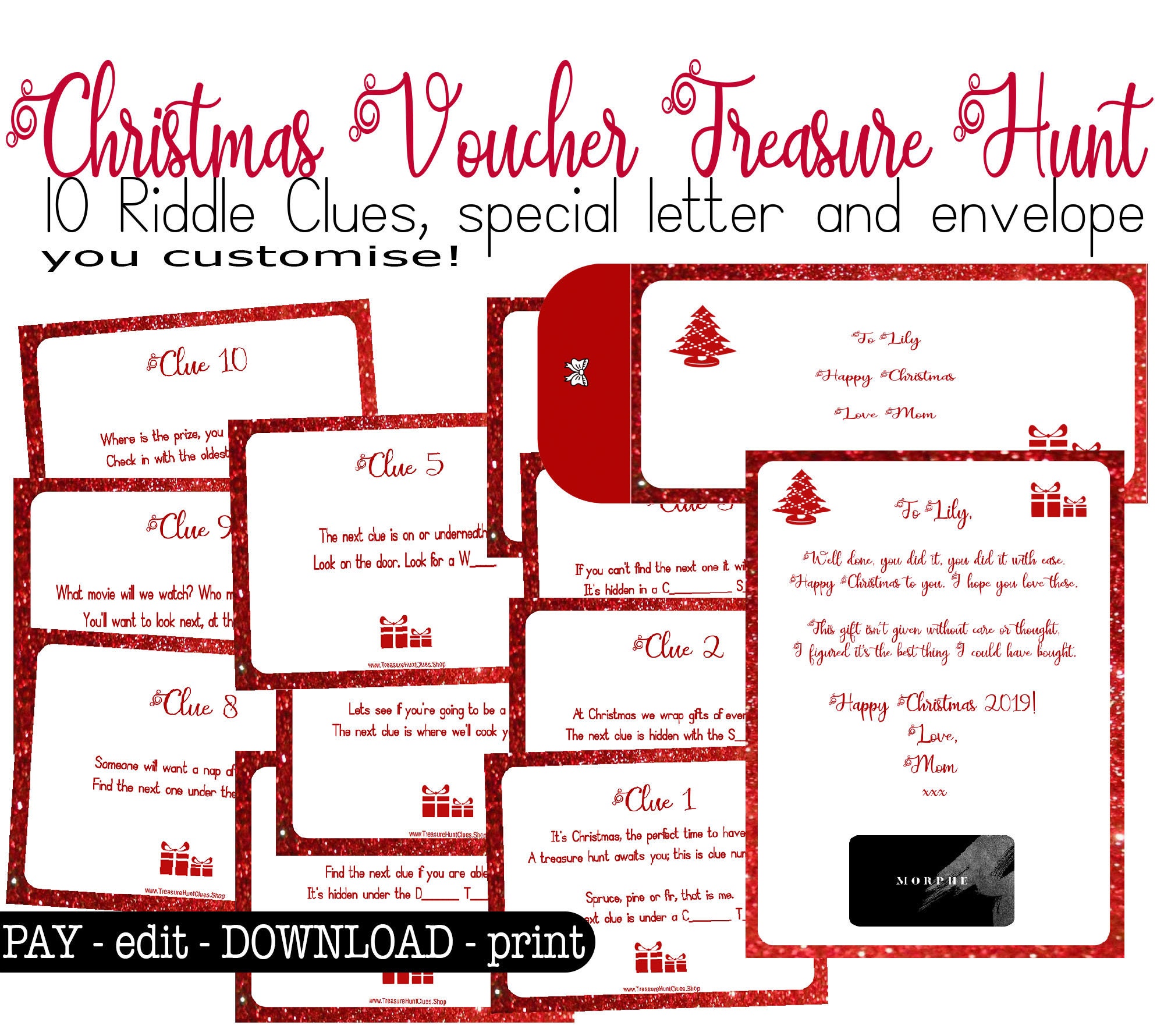 Christmas Riddle Treasure Hunt for Gift Cards Gift Vouchers Etsy