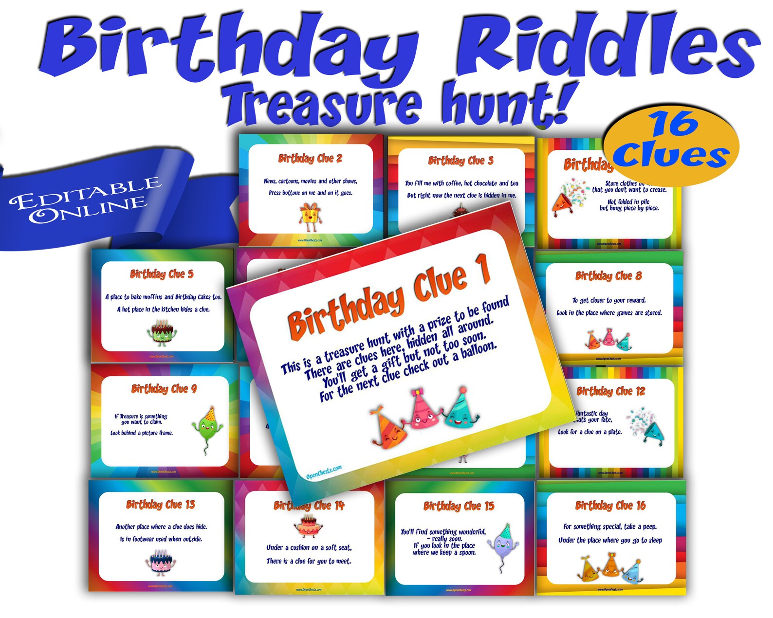 Birthday Riddles Treasure Hunt Clues Birthday Gift Scavenger Etsy