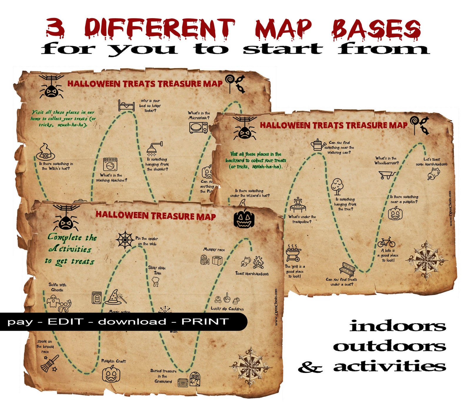 halloween treasure hunt map scavenger hunt printable etsy