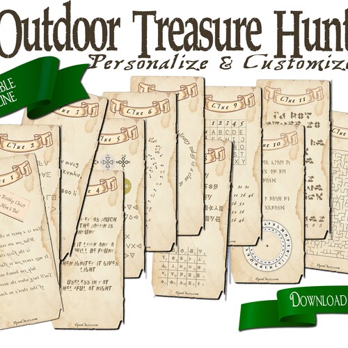 Outdoor Treasure Hunt for teenagers and adults | Scavenger Hunt Clues Party Game | Backyard Birthday Activity, Puzzle Games