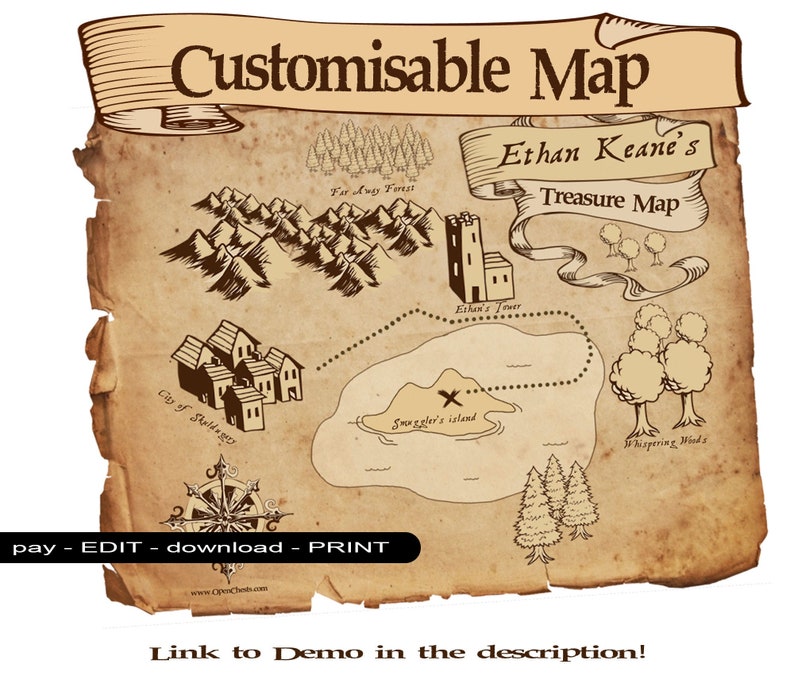 old treasure map printable customisable etsy