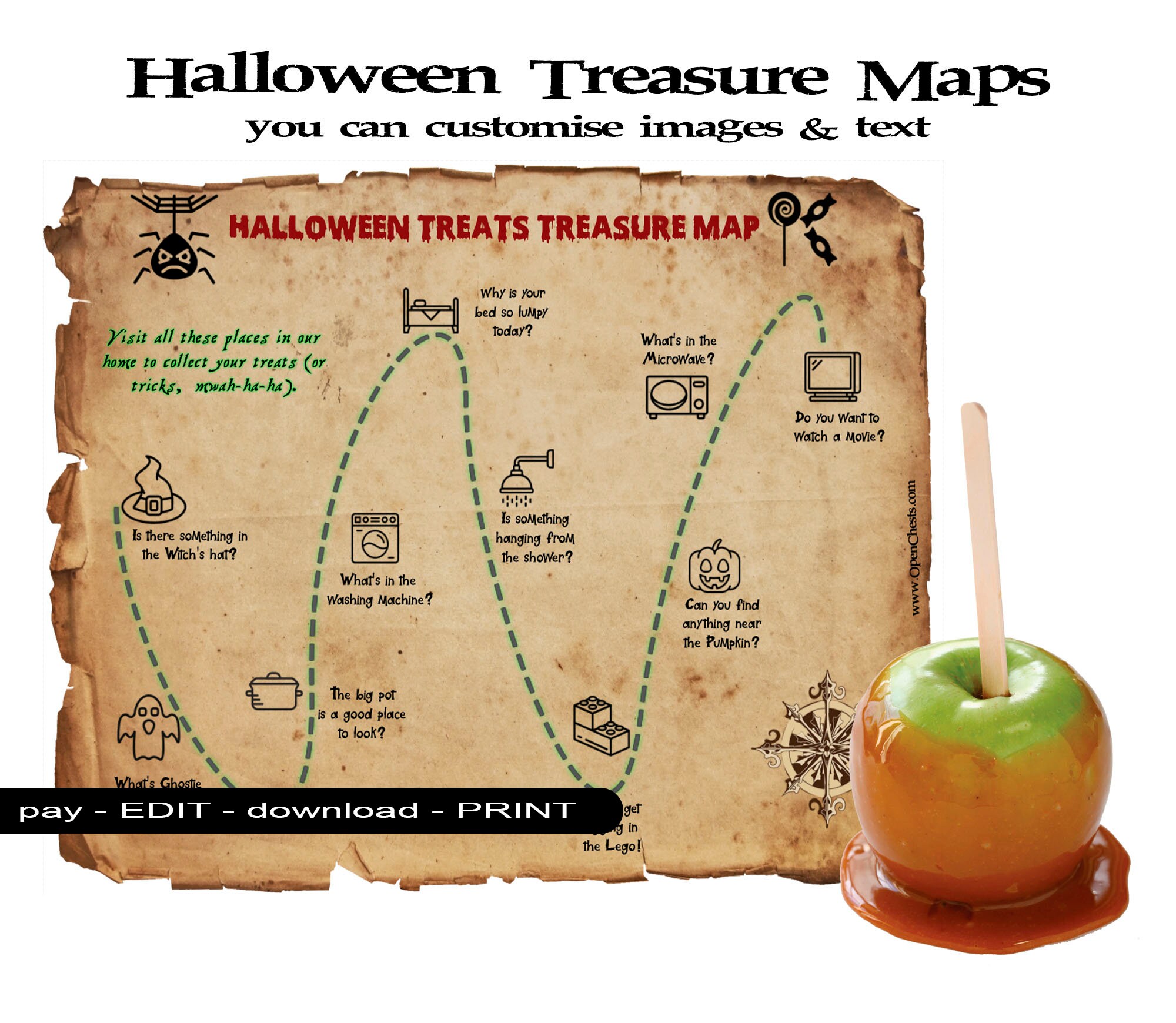 halloween game for young kids treasure hunt map scavenger etsy