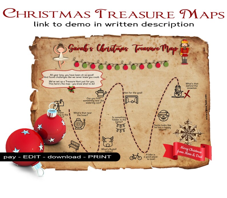 christmas treasure hunt map customisable indoor and etsy