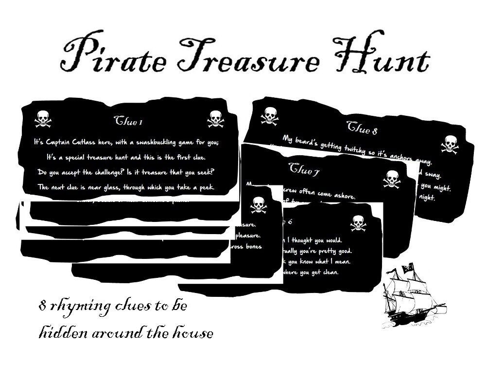Pirate Treasure Hunt Clues Printable Instant Download Etsy