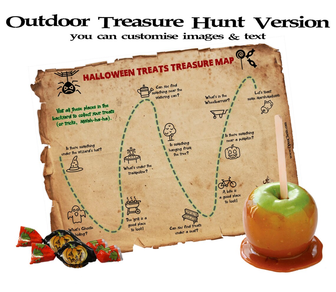 halloween treasure hunt map scavenger hunt printable etsy