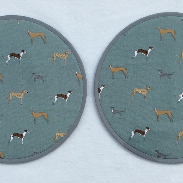 Magnetic Option. Pair of Aga lid covers, mats. Sophie Allport long dogs.