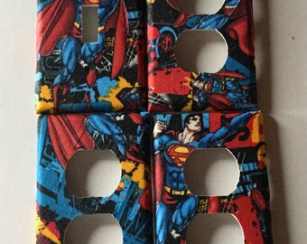 RETRO SUPERMAN SUPERHERO TRIPLE LIGHT SWITCH WALL PLATE COVER BOYS BEDROOM DECOR RETRO SUPERMAN SUPERHERO TRIPLE LIGHT SWITCH WALL PLATE COVER BOYS BEDROOM DECOR