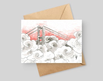 Golden Gate Nebbia - Biglietto d'auguri 5x7