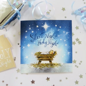 5 christelijke kerstkaarten - Stille Nacht - kerstkaarten - bijbelverzen - schrift - christelijke kaarten - verpakking van 5