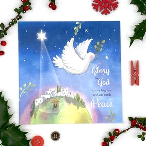 Friedenstaube | 5er Pack | Christliche Weihnachtskarten | Schriftkarten | Religiöse Karten