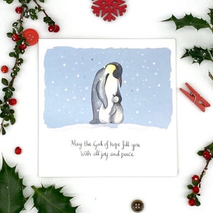 Weihnachtspinguin | 5er Pack | Christliche Weihnachtskarten | Schriftkarten | Religiöse Karten