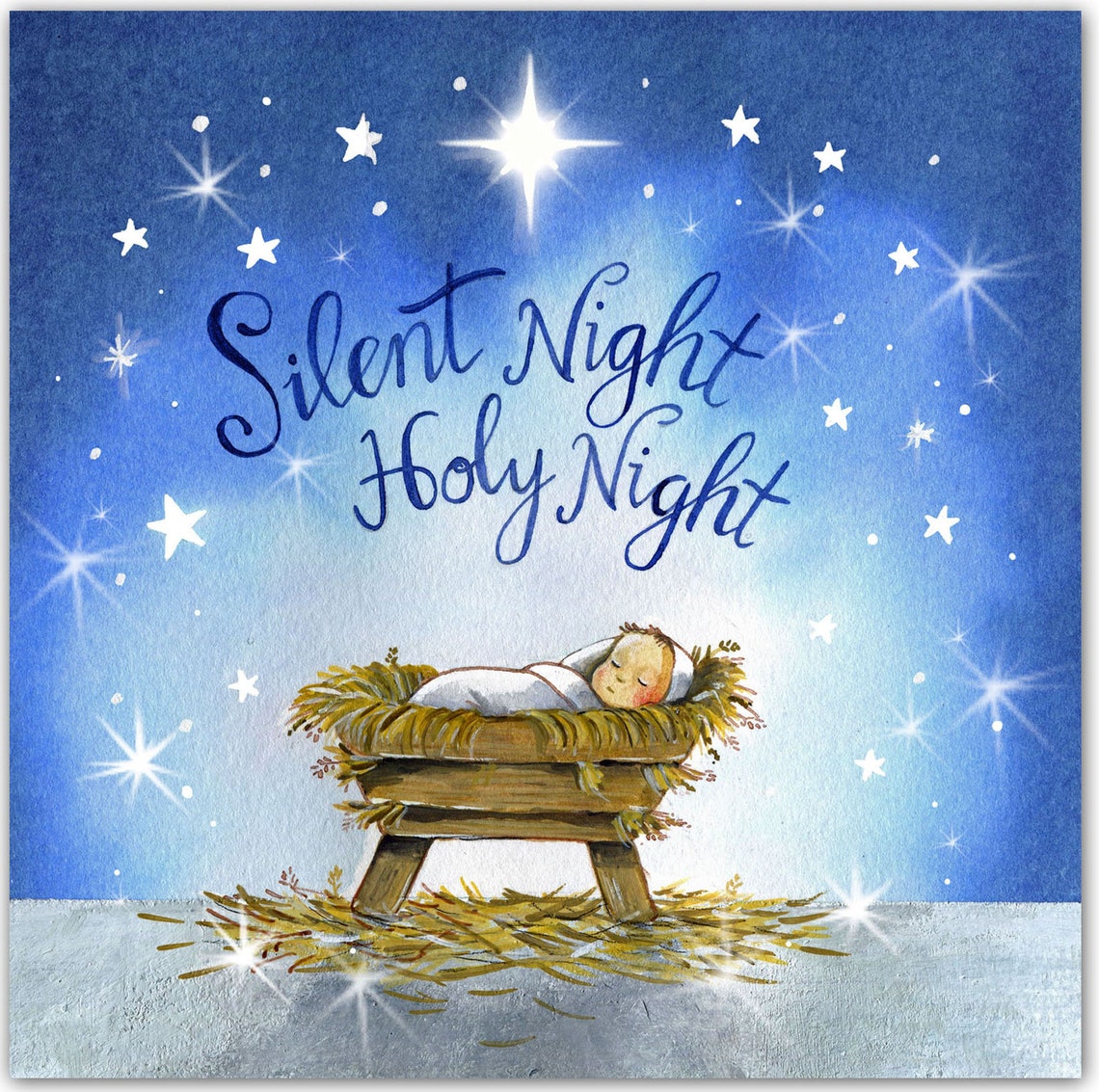 5 Christian Christmas Cards Silent Night Christmas Cards Bible Verses ...