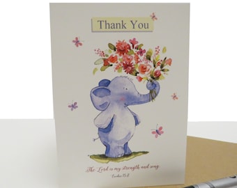 Thank You Elephant | Christian Thank you Card | Bible verse | Scripture card