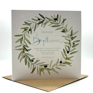 Tarjeta de Bautismo / Corona de olivo para Bautismo