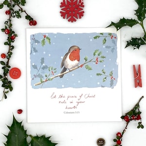 Winter Robin | 5 Pack | Chrześcijańskie kartki świąteczne | Karty z Pismem Świętym | Karty religijne