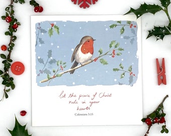 Winter Robin | 5 Pack | Christian Christmas Cards | Scripture Cards | Religious cards