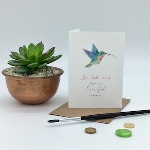 Nog steeds minikaart Psalm 46:10 | Aanmoedigingskaart | Lege christelijke kaart | Notitiekaartjes