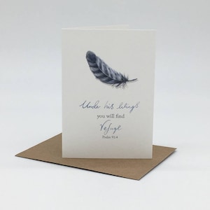 Sotto le sue ali Mini Card / Christian Card / Versetto della Bibbia / Scrittura / Incoraggiamento / Carta bianca