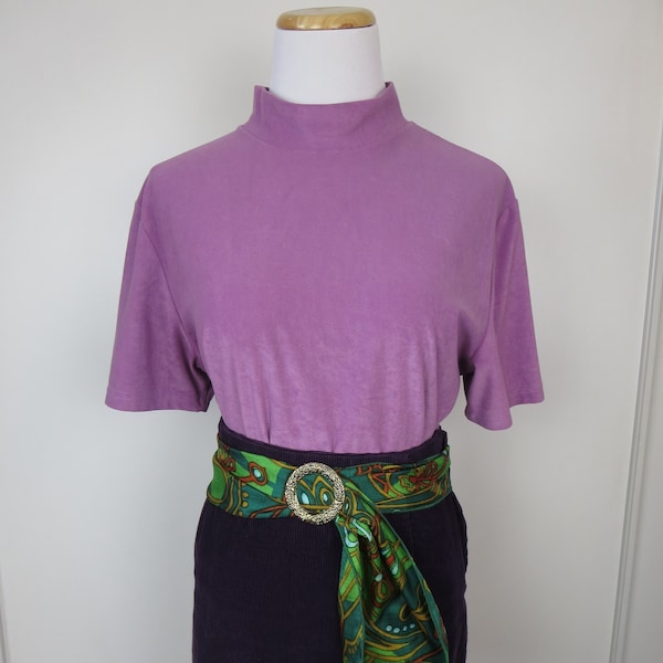 Vintage Purple Turtleneck T-shirt - Northern Traditions Turtleneck tshirt - Mod Style shirt - Mock neck tshirt - Short Sleeve mock neck