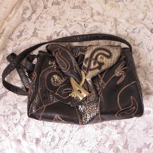 Vintage Alentino Patchwork Faux Leather 80s Crossbody Purse - 90s Retro Bag